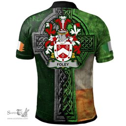 ScotsTee Shop Irish Foley Coat of Arms Irish Polo Shirt Irish Claddagh Cross Polo Shirt