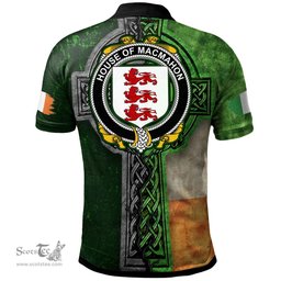 ScotsTee Shop Irish House of MACMAHON (Thomond) Coat of Arms Irish Polo Shirt Irish Claddagh Cross Polo Shirt