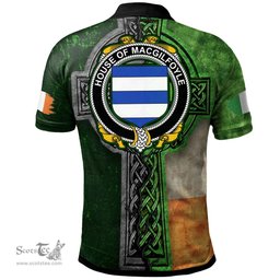 ScotsTee Shop Irish House of MACGILFOYLE Coat of Arms Irish Polo Shirt Irish Claddagh Cross Polo Shirt