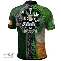 ScotsTee Shop Irish Fitz-Simon Coat of Arms Irish Polo Shirt Irish Claddagh Cross Polo Shirt