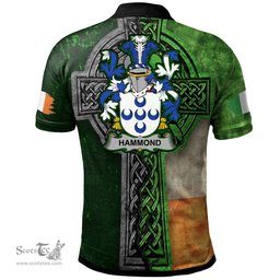 ScotsTee Shop Irish Hammond Coat of Arms Irish Polo Shirt Irish Claddagh Cross Polo Shirt