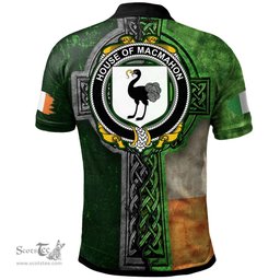 ScotsTee Shop Irish House of MACMAHON (Oriel) Coat of Arms Irish Polo Shirt Irish Claddagh Cross Polo Shirt