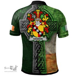ScotsTee Shop Irish Hannon or O'Hannon Coat of Arms Irish Polo Shirt Irish Claddagh Cross Polo Shirt
