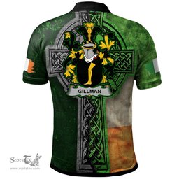 ScotsTee Shop Irish Gillman Coat of Arms Irish Polo Shirt Irish Claddagh Cross Polo Shirt