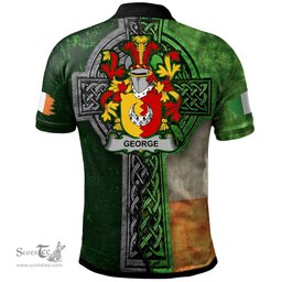 ScotsTee Shop Irish George Coat of Arms Irish Polo Shirt Irish Claddagh Cross Polo Shirt
