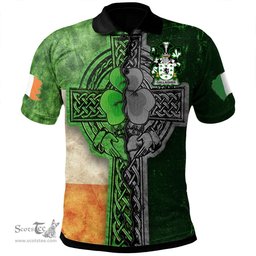 ScotsTee Shop Irish Gallagher or O'Gallagher Coat of Arms Irish Polo Shirt Irish Claddagh Cross Polo Shirt