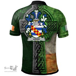 ScotsTee Shop Irish Leigh or McLaeghis Coat of Arms Irish Polo Shirt Irish Claddagh Cross Polo Shirt