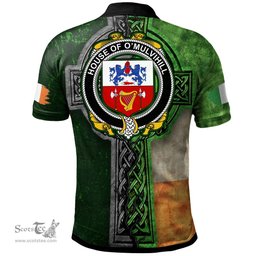 ScotsTee Shop Irish House of O'MULVIHILL Coat of Arms Irish Polo Shirt Irish Claddagh Cross Polo Shirt