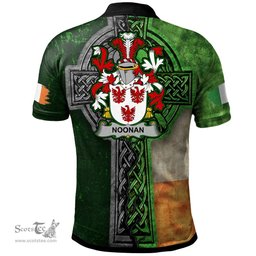 ScotsTee Shop Irish Noonan or O'Noonan Coat of Arms Irish Polo Shirt Irish Claddagh Cross Polo Shirt