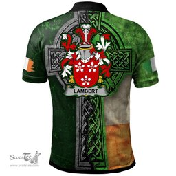 ScotsTee Shop Irish Lambert Coat of Arms Irish Polo Shirt Irish Claddagh Cross Polo Shirt