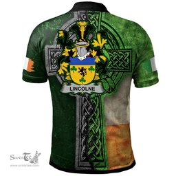 ScotsTee Shop Irish Lincolne Coat of Arms Irish Polo Shirt Irish Claddagh Cross Polo Shirt