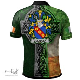 ScotsTee Shop Irish McFadden or McFadyen Coat of Arms Irish Polo Shirt Irish Claddagh Cross Polo Shirt