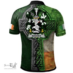 ScotsTee Shop Irish Madden or O'Madden Coat of Arms Irish Polo Shirt Irish Claddagh Cross Polo Shirt