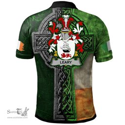 ScotsTee Shop Irish Leary or O'Leary Coat of Arms Irish Polo Shirt Irish Claddagh Cross Polo Shirt