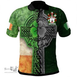 ScotsTee Shop Irish Leary or O'Leary Coat of Arms Irish Polo Shirt Irish Claddagh Cross Polo Shirt