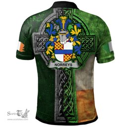 ScotsTee Shop Irish Norreys Coat of Arms Irish Polo Shirt Irish Claddagh Cross Polo Shirt