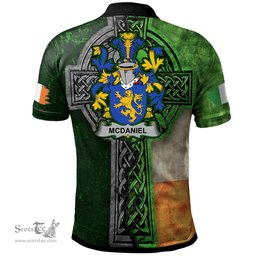 ScotsTee Shop Irish McDaniel or Daniel Coat of Arms Irish Polo Shirt Irish Claddagh Cross Polo Shirt