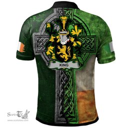 ScotsTee Shop Irish King Coat of Arms Irish Polo Shirt Irish Claddagh Cross Polo Shirt