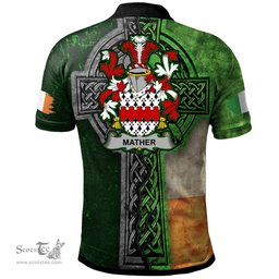 ScotsTee Shop Irish Mather or Mathers Coat of Arms Irish Polo Shirt Irish Claddagh Cross Polo Shirt