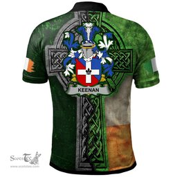 ScotsTee Shop Irish Keenan or O'Kinahan Coat of Arms Irish Polo Shirt Irish Claddagh Cross Polo Shirt