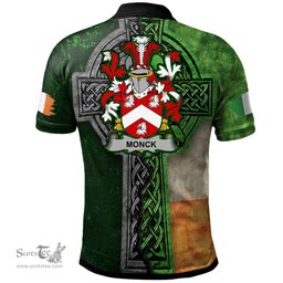 ScotsTee Shop Irish Monck or Moncke Coat of Arms Irish Polo Shirt Irish Claddagh Cross Polo Shirt