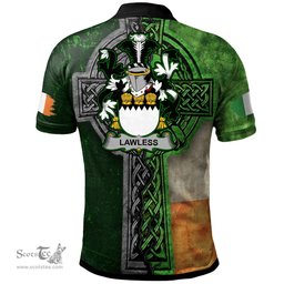 ScotsTee Shop Irish Lawless Coat of Arms Irish Polo Shirt Irish Claddagh Cross Polo Shirt