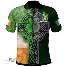 ScotsTee Shop Irish McGrail Coat of Arms Irish Polo Shirt Irish Claddagh Cross Polo Shirt