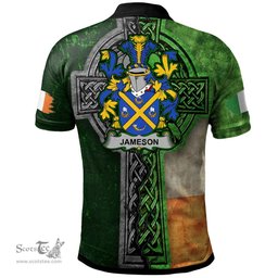 ScotsTee Shop Irish Jameson Coat of Arms Irish Polo Shirt Irish Claddagh Cross Polo Shirt