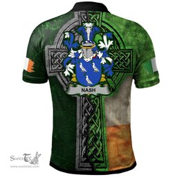 ScotsTee Shop Irish Nash or Naish Coat of Arms Irish Polo Shirt Irish Claddagh Cross Polo Shirt