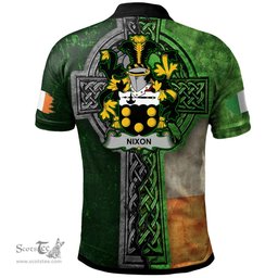 ScotsTee Shop Irish Nixon Coat of Arms Irish Polo Shirt Irish Claddagh Cross Polo Shirt