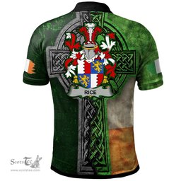ScotsTee Shop Irish Rice Coat of Arms Irish Polo Shirt Irish Claddagh Cross Polo Shirt