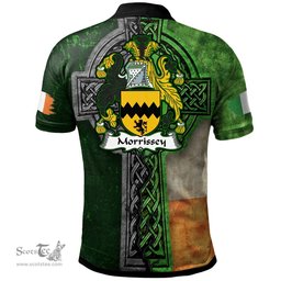 ScotsTee Shop Irish Morrissey Coat of Arms Irish Polo Shirt Irish Claddagh Cross Polo Shirt