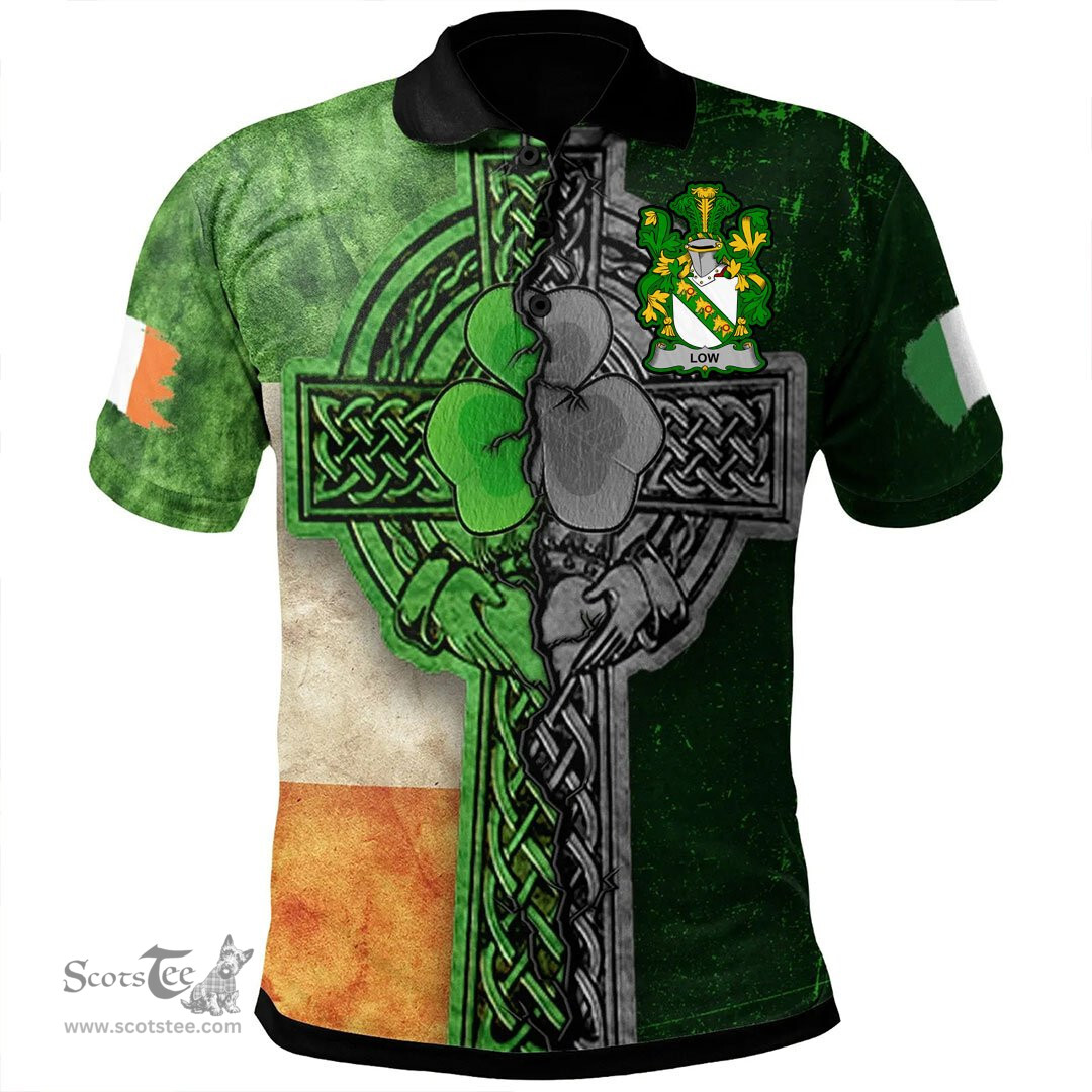 ScotsTee Shop Irish Low Coat of Arms Irish Polo Shirt Irish Claddagh Cross Polo Shirt