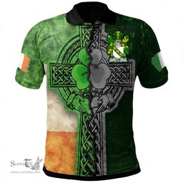 ScotsTee Shop Irish Low Coat of Arms Irish Polo Shirt Irish Claddagh Cross Polo Shirt