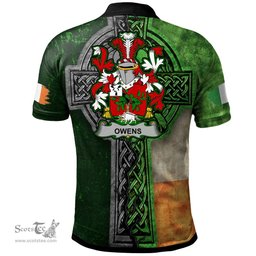 ScotsTee Shop Irish Owens Coat of Arms Irish Polo Shirt Irish Claddagh Cross Polo Shirt