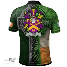 ScotsTee Shop Irish Hyde Coat of Arms Irish Polo Shirt Irish Claddagh Cross Polo Shirt