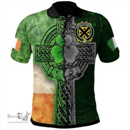 ScotsTee Shop Irish House of PURCELL Coat of Arms Irish Polo Shirt Irish Claddagh Cross Polo Shirt