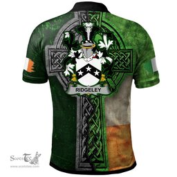 ScotsTee Shop Irish Ridgeley Coat of Arms Irish Polo Shirt Irish Claddagh Cross Polo Shirt