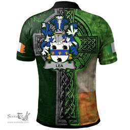 ScotsTee Shop Irish Lea or McLea Coat of Arms Irish Polo Shirt Irish Claddagh Cross Polo Shirt