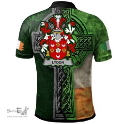 ScotsTee Shop Irish Lydon or Leyden Coat of Arms Irish Polo Shirt Irish Claddagh Cross Polo Shirt