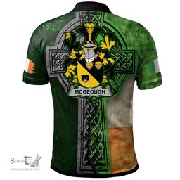 ScotsTee Shop Irish McGeough or McGough Coat of Arms Irish Polo Shirt Irish Claddagh Cross Polo Shirt