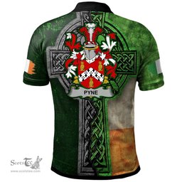 ScotsTee Shop Irish Pyne Coat of Arms Irish Polo Shirt Irish Claddagh Cross Polo Shirt