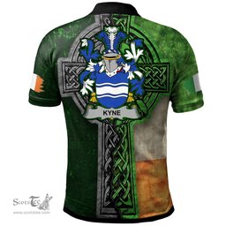 ScotsTee Shop Irish Kyne or O'Kyne Coat of Arms Irish Polo Shirt Irish Claddagh Cross Polo Shirt