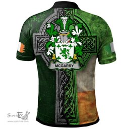 ScotsTee Shop Irish McGarry or Garry Coat of Arms Irish Polo Shirt Irish Claddagh Cross Polo Shirt