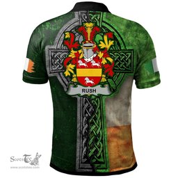 ScotsTee Shop Irish Rush Coat of Arms Irish Polo Shirt Irish Claddagh Cross Polo Shirt