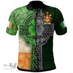 ScotsTee Shop Irish Rush Coat of Arms Irish Polo Shirt Irish Claddagh Cross Polo Shirt