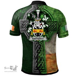 ScotsTee Shop Irish Rafferty or O'Rafferty Coat of Arms Irish Polo Shirt Irish Claddagh Cross Polo Shirt