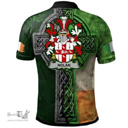 ScotsTee Shop Irish Nolan or O'Nowlan Coat of Arms Irish Polo Shirt Irish Claddagh Cross Polo Shirt