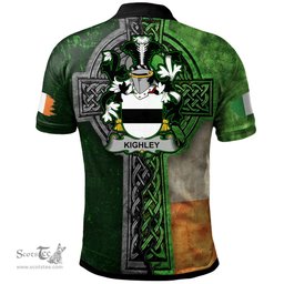 ScotsTee Shop Irish Kighley Coat of Arms Irish Polo Shirt Irish Claddagh Cross Polo Shirt