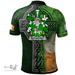 ScotsTee Shop Irish McCaffrey Coat of Arms Irish Polo Shirt Irish Claddagh Cross Polo Shirt